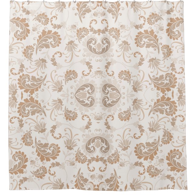 Paisley in Beige Aesthetic Modern Tan Brown Shower Curtain (Front)