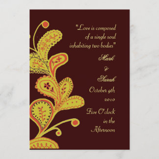 Paisley Leaves Chocolate Wedding Invitation P 2