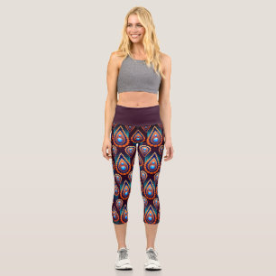 Paisley Like Colourful Jewel Pattern Capri Leggings