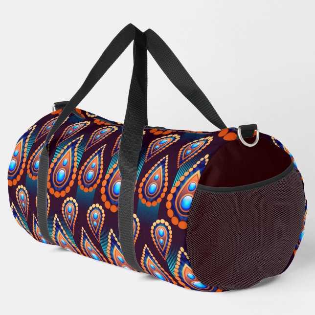 Paisley Like Colourful Jewel Pattern Duffle Bag (Right Corner)