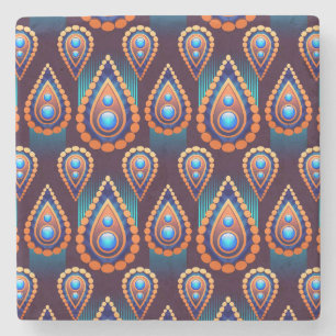 Paisley Like Colourful Jewel Pattern Stone Coaster