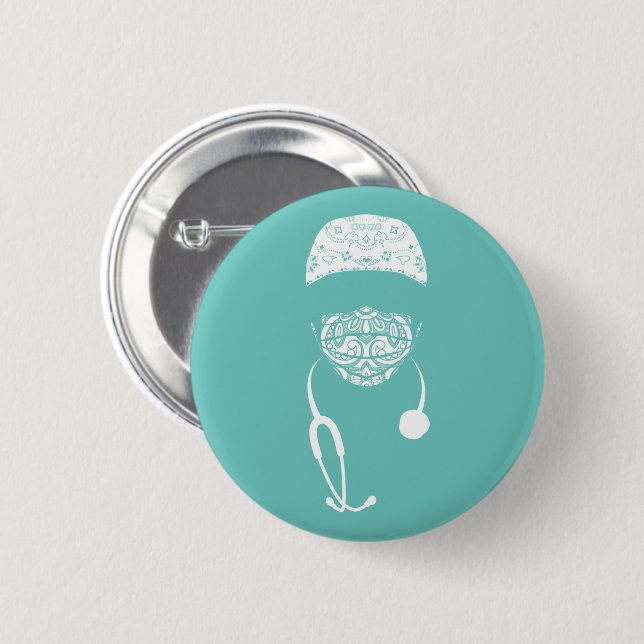 paisley med mask button (Front & Back)