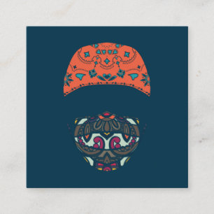 paisley med mask square business card