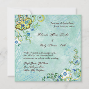 Paisley Modern Floral Flourish Swirl Wedding Invitation