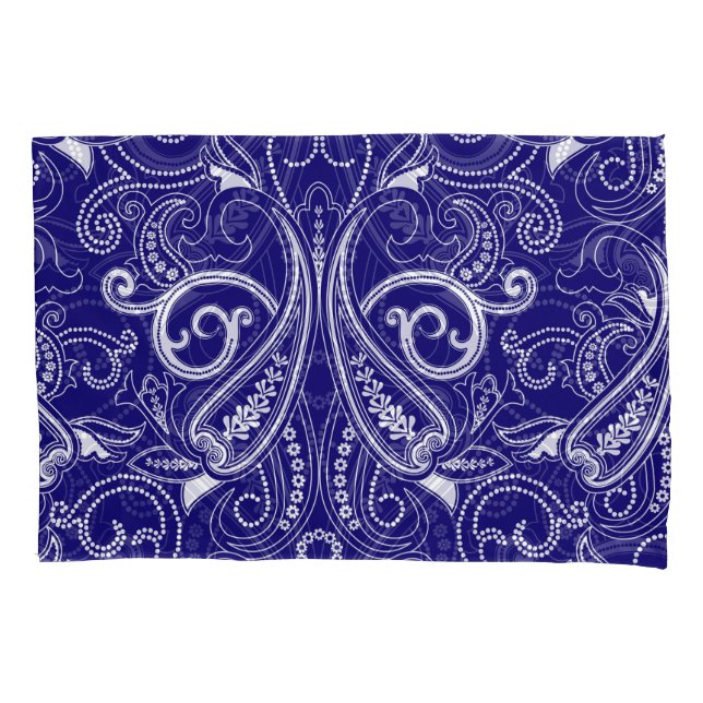 Paisley monochrome: blue, white elegance. pillowcase (Front)