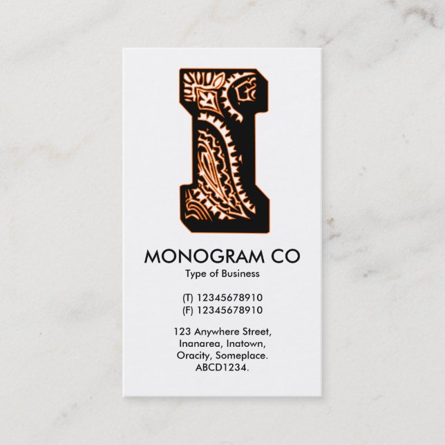 Paisley Monogram - I Business Card (Front)