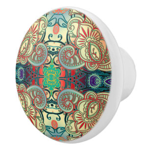 Paisley Mosaic Pattern I + your ideas Ceramic Knob