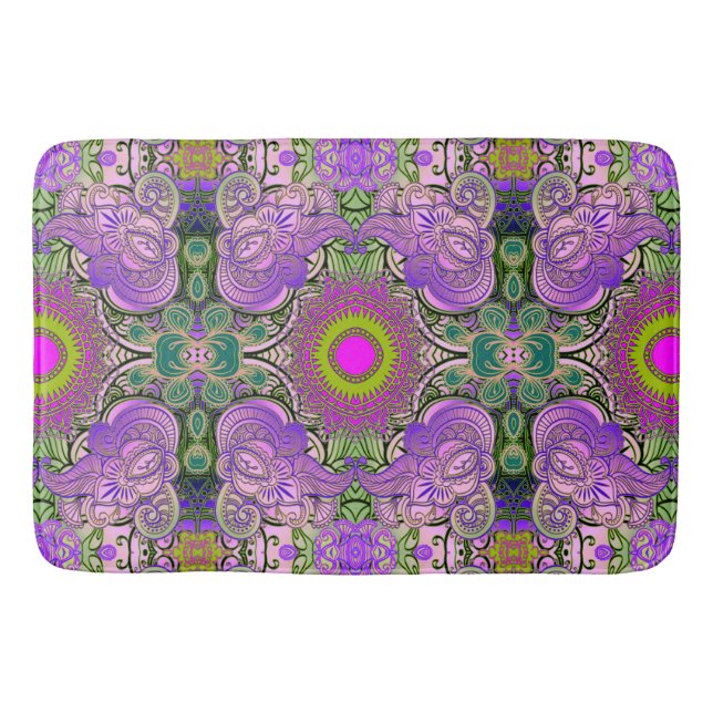 Paisley Mosaic Pattern II + your ideas Bath Mat (Front)