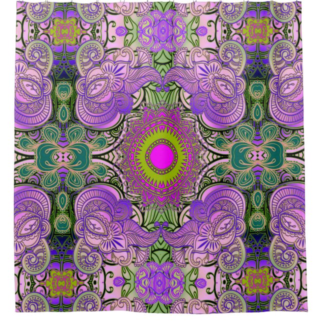 Paisley Mosaic Pattern II + your ideas Shower Curtain (Front)