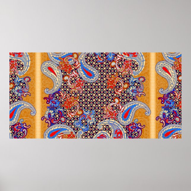 Paisley multicolor scarf design poster (Front)