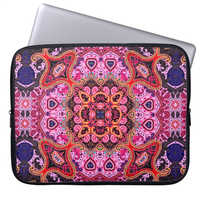 Paisley multicolor seamless scarf design pattern  laptop sleeve (Front)