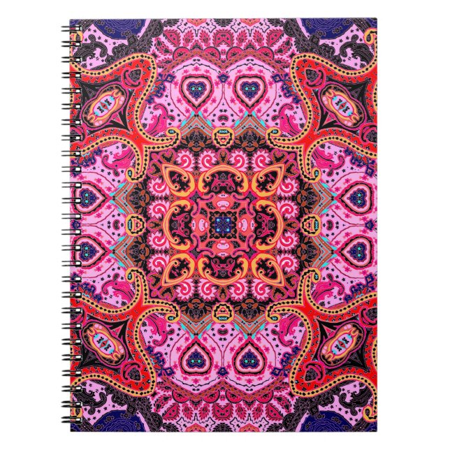 Paisley multicolor seamless scarf design pattern  notebook (Front)