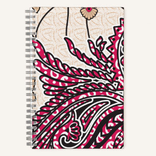 Paisley Notebook Red Floral Boho Journal