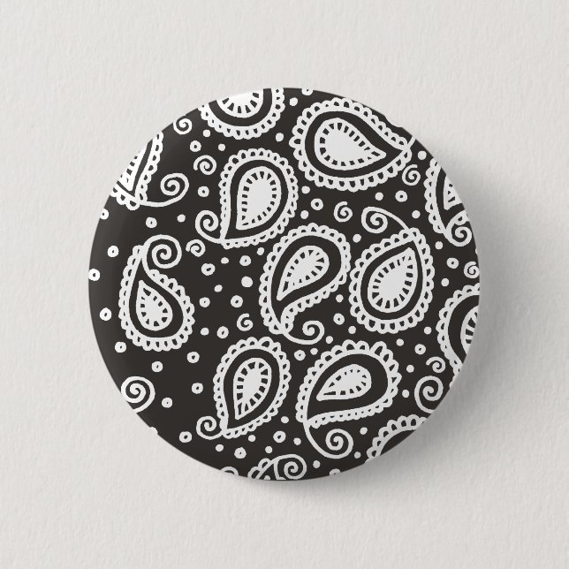 Paisley on Black Button (Front)