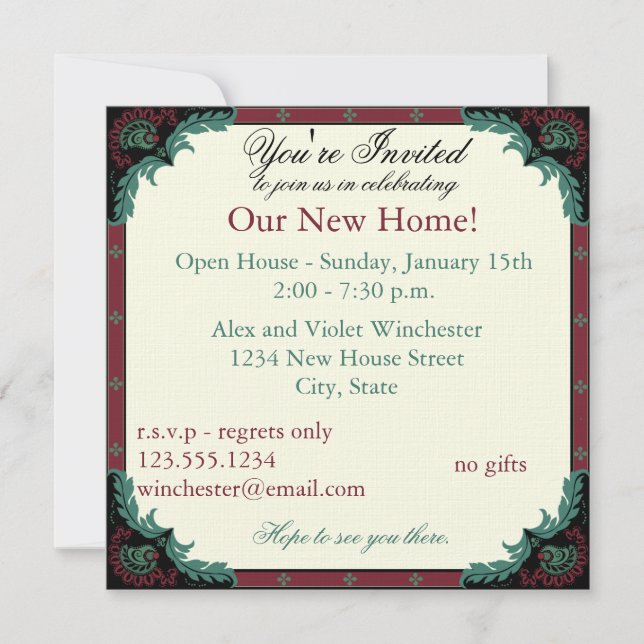 Paisley Open House/Housewarming Party Invitation (Front)
