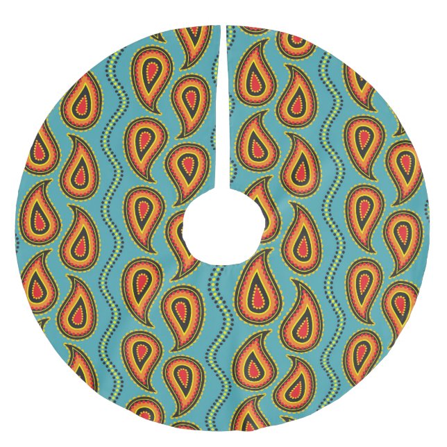 Paisley Ornamental Texture: Indian Elegance. Brushed Polyester Tree Skirt (Front)