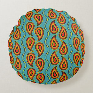 Paisley Ornamental Texture: Indian Elegance. Round Cushion