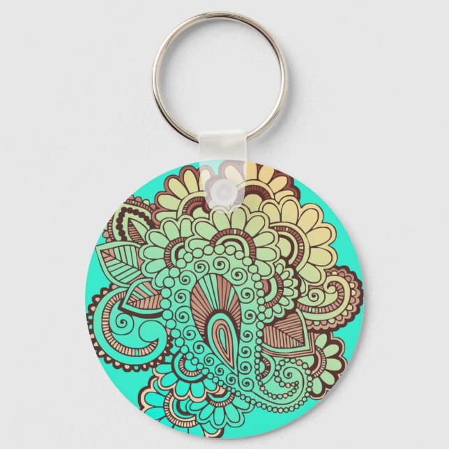 Paisley Ornaments I + your backgr. & ideas Key Ring (Front)