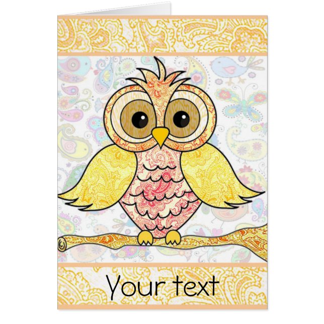 paisley owl greeting card (Front)