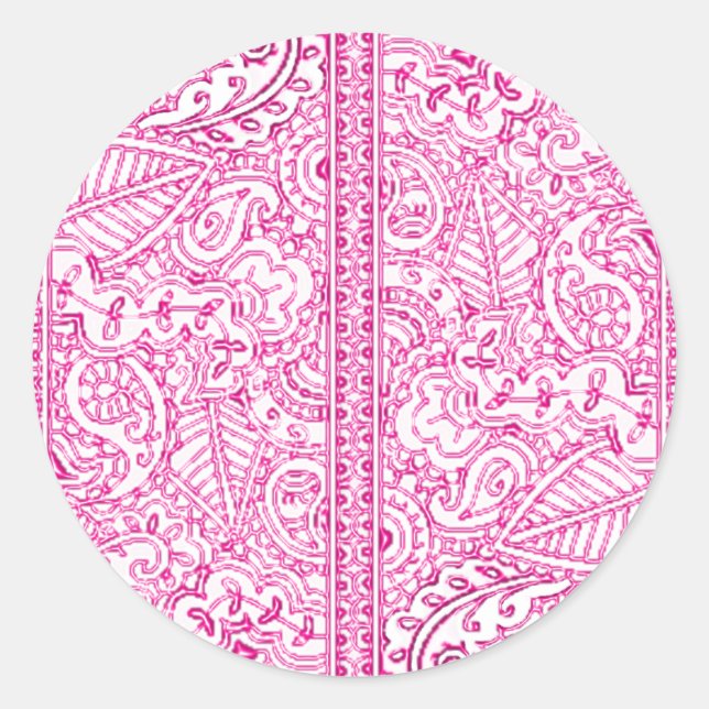 Paisley Passion - Pink (Henna) Classic Round Sticker (Front)