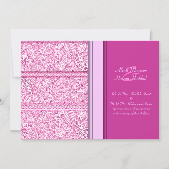 Paisley Passion - Pink (Henna) (Wedding) Invitation (Front)