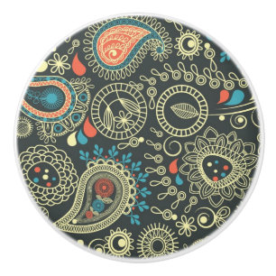Paisley Pattern 3 Ceramic Knob