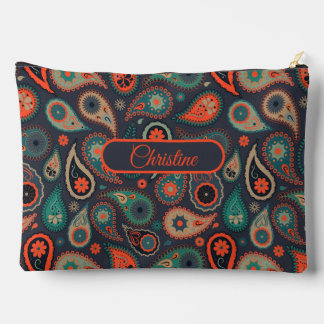 Paisley pattern and custom name accessory pouch