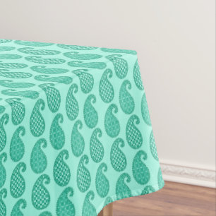 Paisley pattern, aqua and turquoise tablecloth