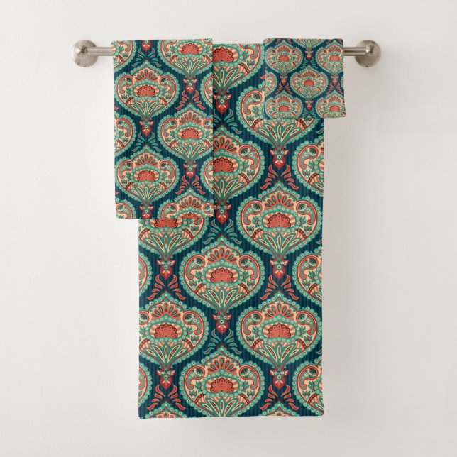 Paisley pattern bath towel set (Insitu)