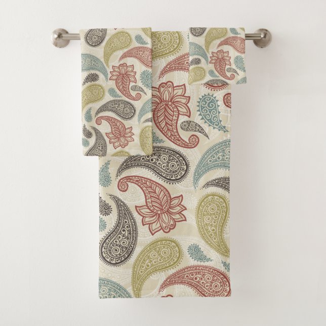 Paisley Pattern  Bath Towel Set (Insitu)