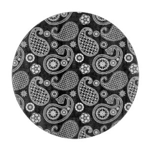 Paisley pattern, Black and White Cutting Board