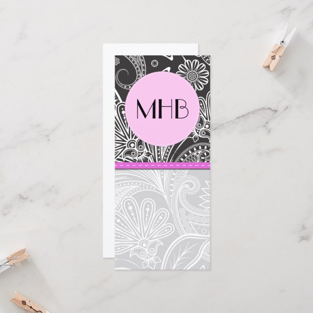 Paisley Pattern, Black and White, Monogram (Front/Back In Situ)