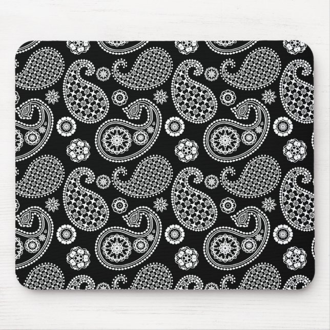 Paisley pattern, Black and White Mouse Pad (Front)