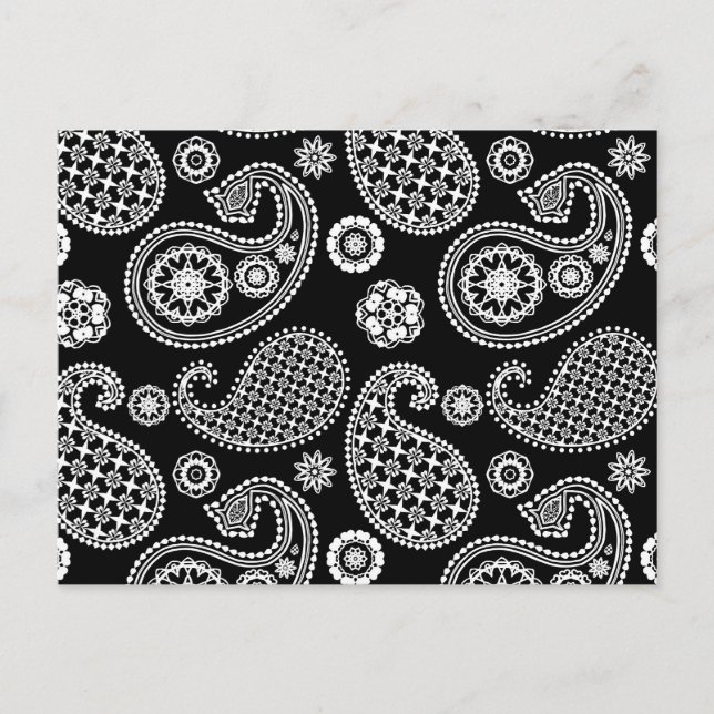 Paisley pattern, Black and White Postcard (Front)