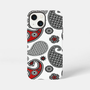 Paisley pattern, Black, White and Red iPhone 13 Mini Case