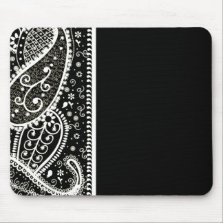 Paisley Pattern Black & White Mouse Pad