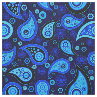 Paisley pattern blue black fabric