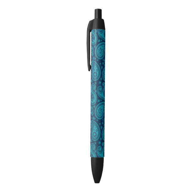 Paisley pattern blue elegant black ink pen (Top (Vertical))