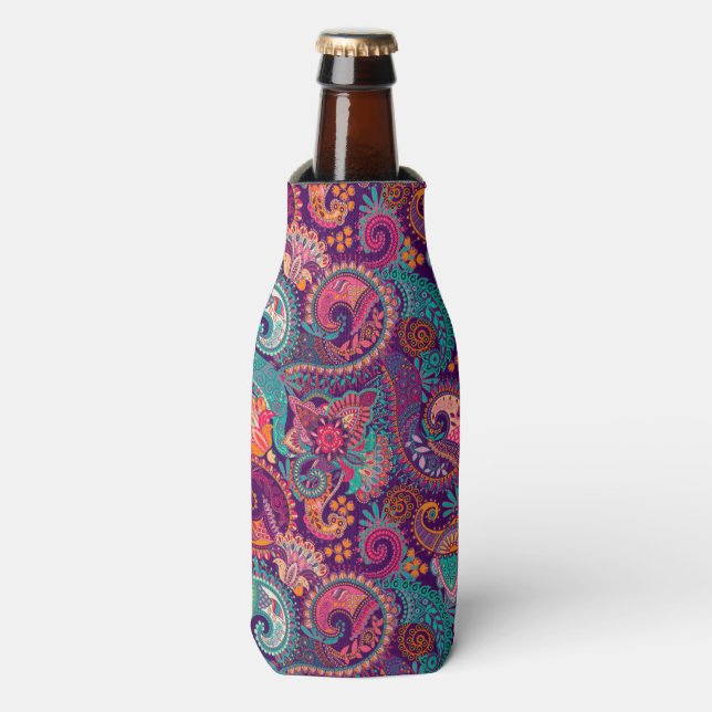 Paisley Pattern Bottle Coozy Bottle Cooler (Bottle Front)