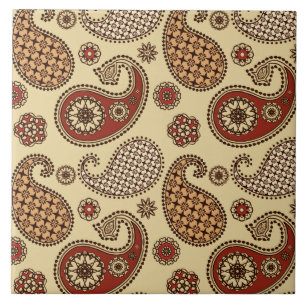 Paisley pattern, brown, tan and beige tile