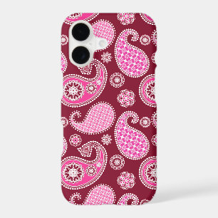 Paisley pattern, Burgundy, Pink and White
