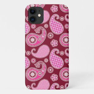 Paisley pattern, Burgundy, Pink and White Case-Mate iPhone Case