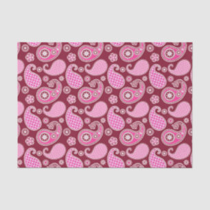 Paisley pattern, Burgundy, Pink and White Tissue Paper