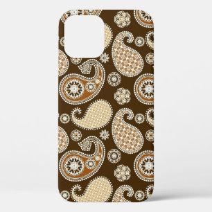 Paisley pattern, Chocolate Brown and Tan iPhone 12 Pro Case
