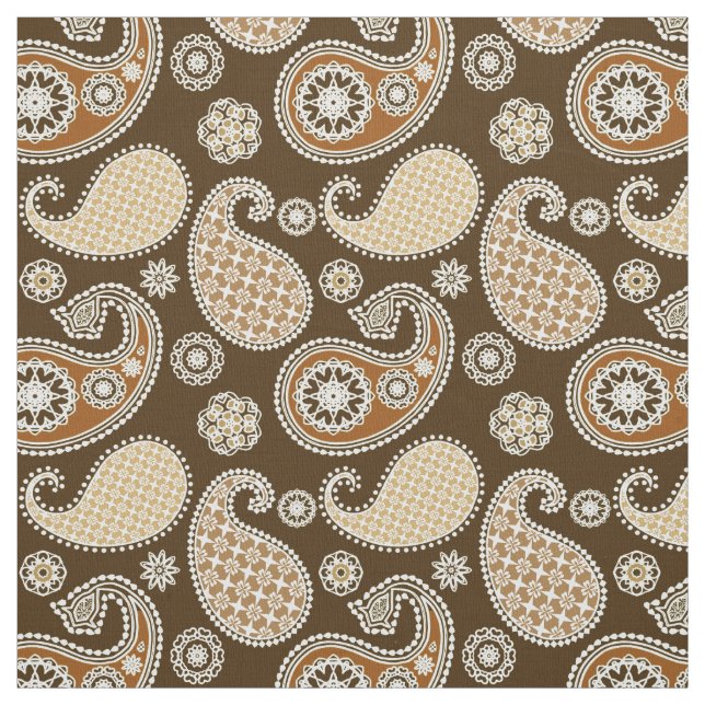 Paisley pattern, Chocolate Brown and Tan Fabric (Swatch)