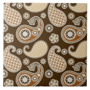 Paisley pattern, Chocolate Brown and Tan Tile