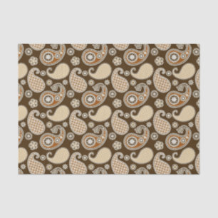 Paisley pattern, Chocolate Brown and Tan Tissue Paper