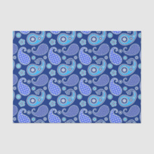Paisley pattern, cobalt blue and white tissue paper