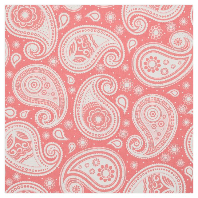 Paisley pattern coral pink fabric (Swatch)