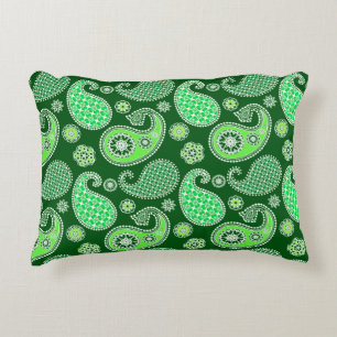 Paisley pattern, Emerald and Jade Green Decorative Cushion